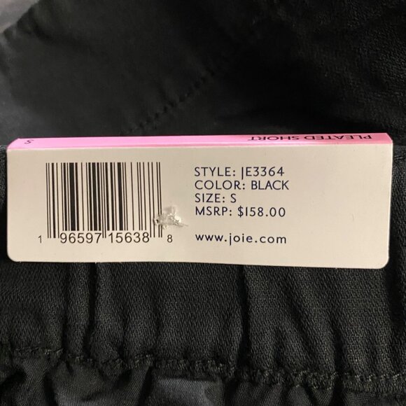 Joie $158 Womens‎ Black Pleated Linen Blend Shorts Elastic Waist SM NWT - Picture 10 of 11